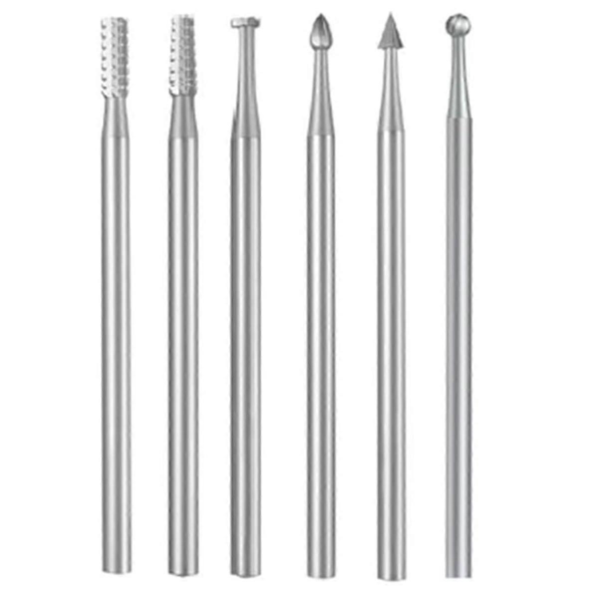 6 Pcs 3/32 Inch Shank Steel Engraving Router Bits, Olive Amber Carving Drill Bits for Rotary Tools