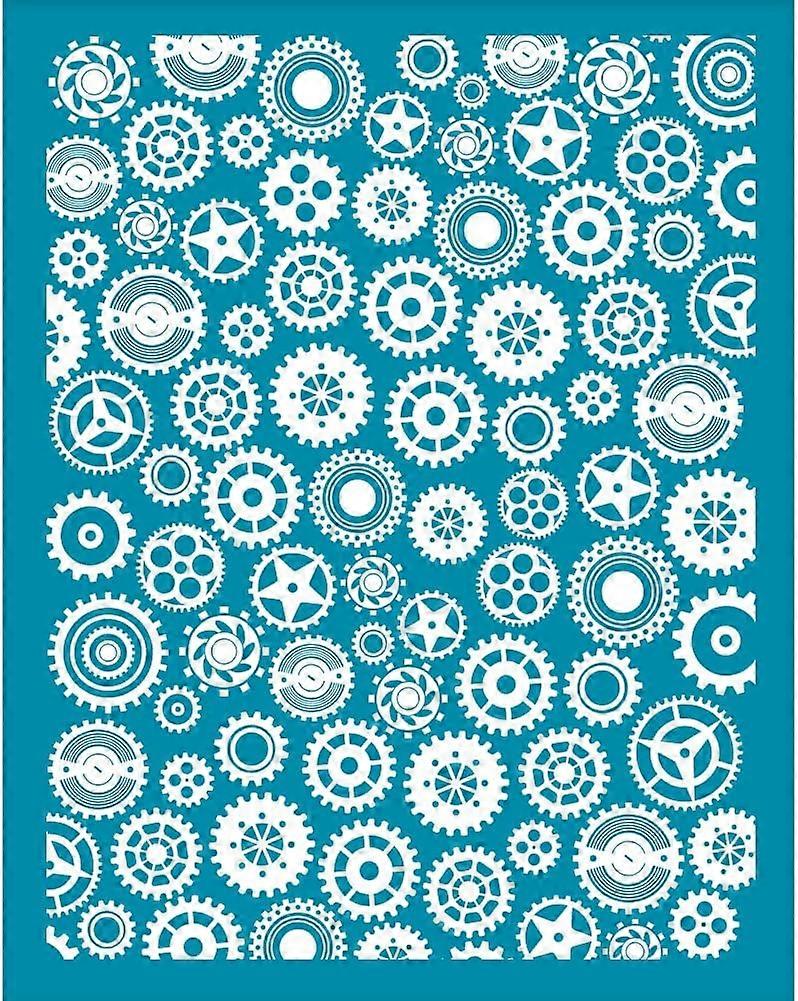 4x5 Inch Clay Stencils Gear Pattern Silk Screen for Polymer Clay Small Gear Silk Screen Stencils Mesh Transfer Stencils Daily Theme Mesh Stencil for P