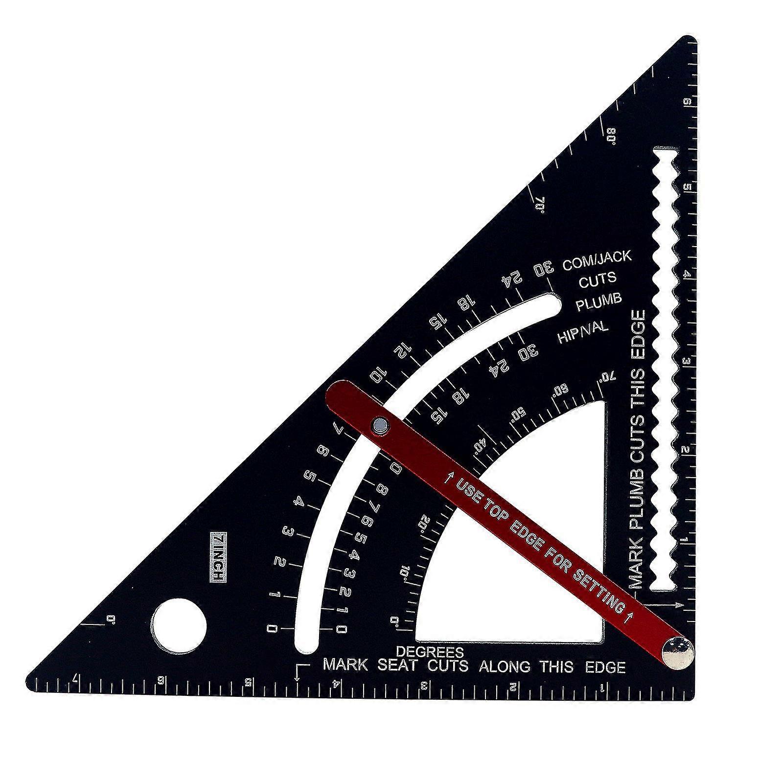 High-Precision Triangle Ruler For Woodworking Quick Read Square Layout Gauge Measuring Tool Black