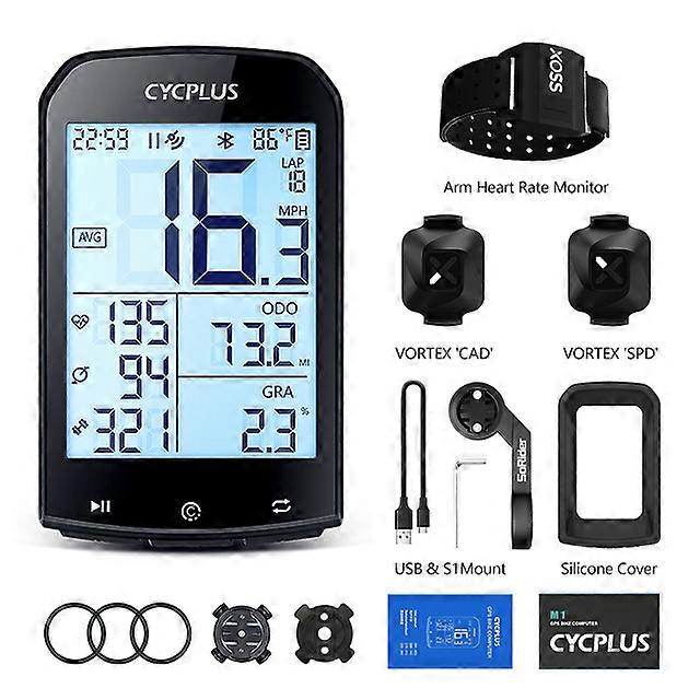 M1 GPS Bike Computer Wireless Odometer MTB Road Bicycle Cyclocomputer Speedometer Cycling ANT+ Cadence Heart Rate Sensor