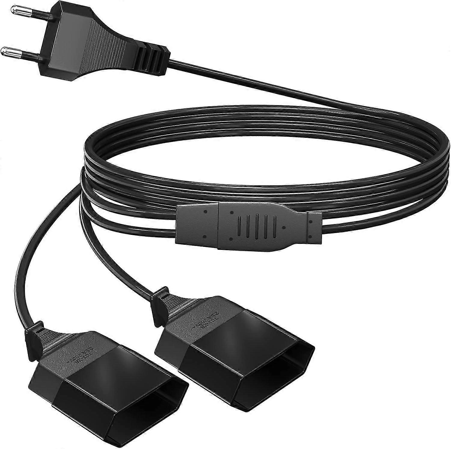 Power Extension Cable, 2 In 1 European To Extension Cable, 0.75mm Max, For Computer Monitor Projector Lamp