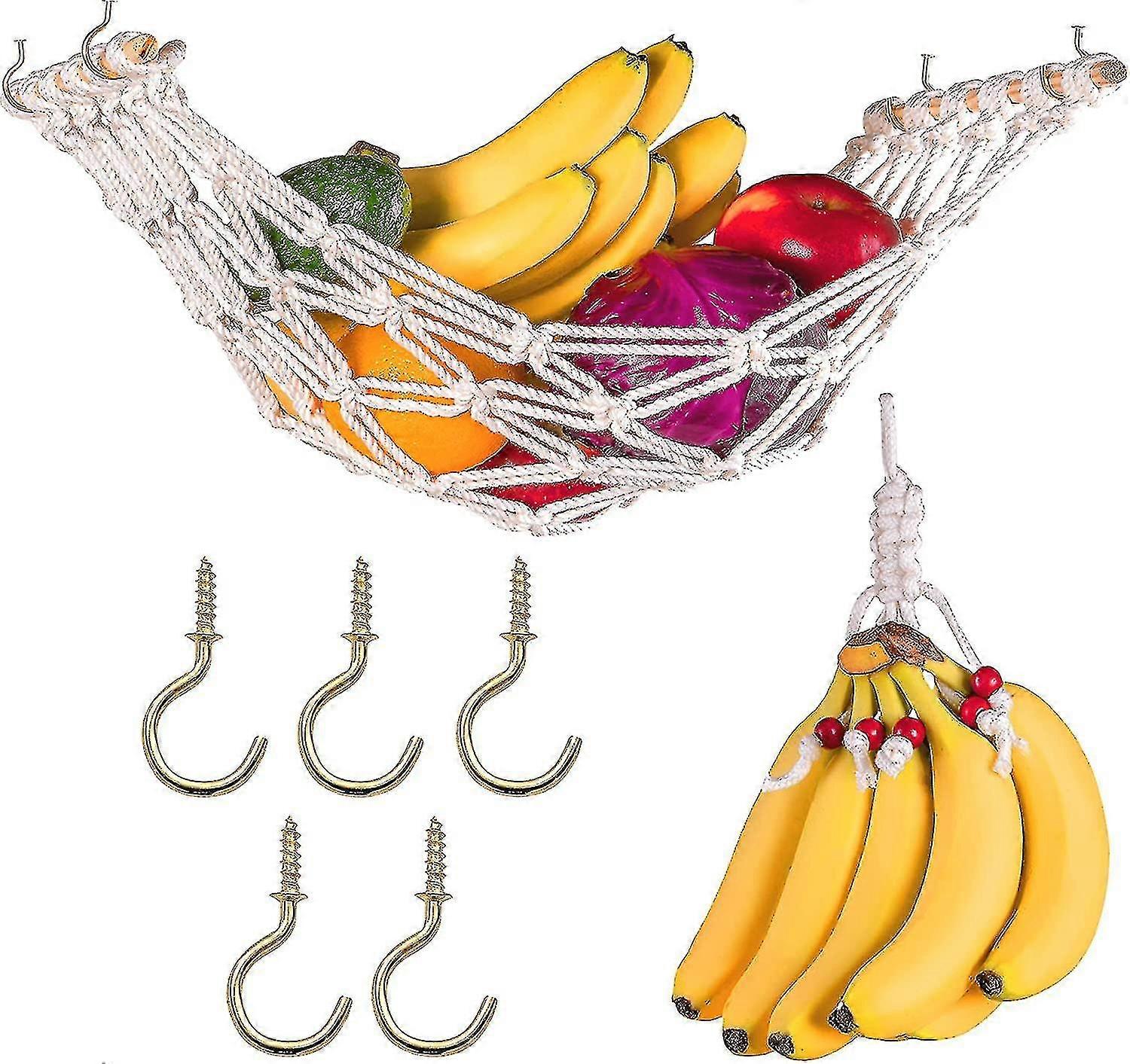 Veggie Banana Hammock Fruit Holder Net,macrame Fruit Hammock For Kitchen Under Cabinet