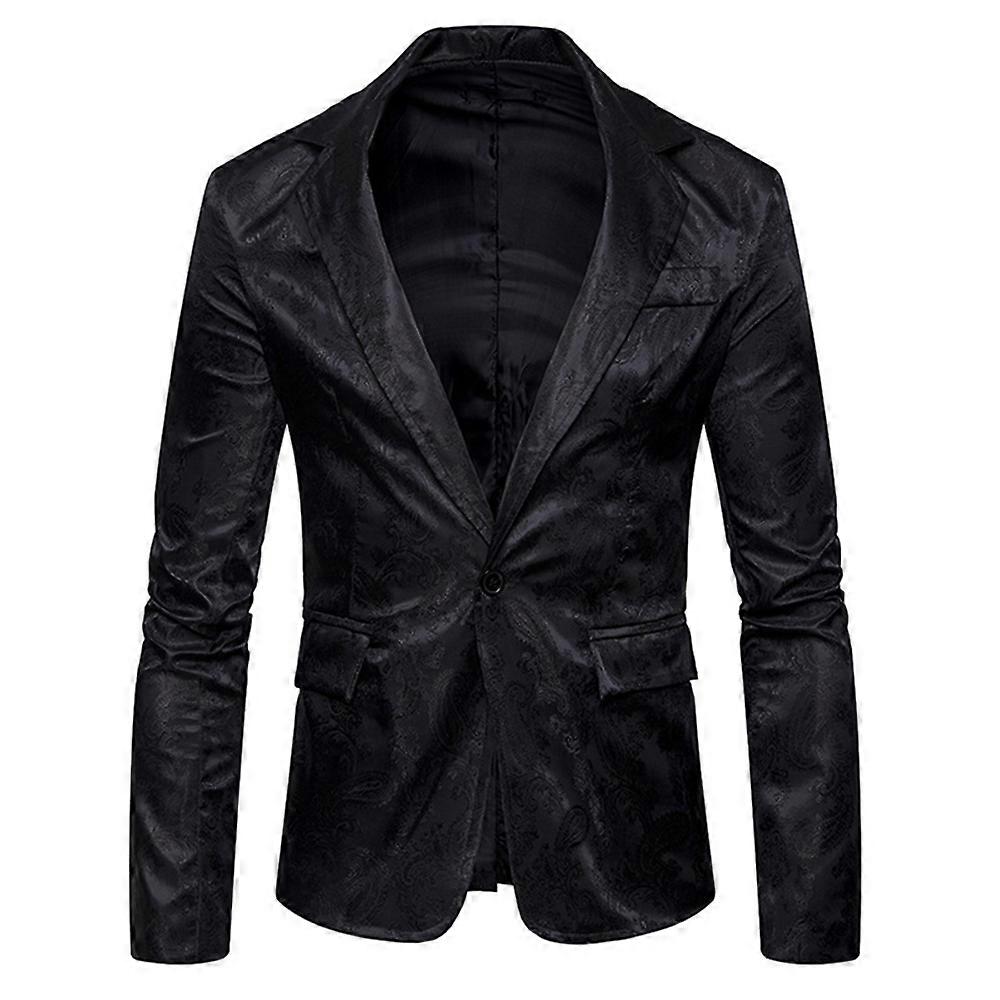 Mens Floral Suit Jacket One Button Stylish Jacquard Dinner Tuxedo Blazer