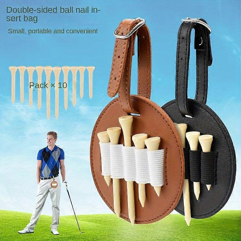 New style 10 Pcs Golf Tee Holder Set, Pouch With Hook For Golf Bag, Portable & Convenient, Includes Wooden Tees For Easy Golf Course Access