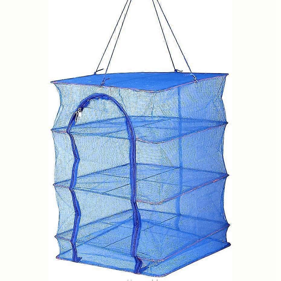 1pcs Foldable 4 Layers Drying Rack For Vegetable Fish Dishes Mesh Hanging Drying Net Hanging ,natur