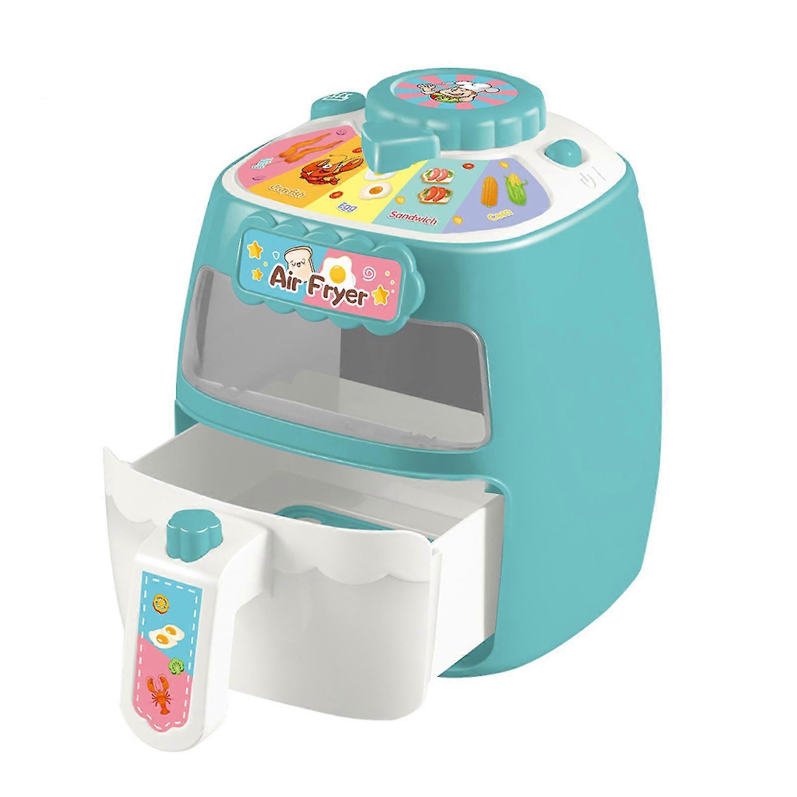 deAO Friggitrice ad Aria per Bambini, Kit di Gioco di Cucina con Accessori Alimentari Sonori, Luminosi e Che Cambiano Colore-Set di Giocattoli da Cucina per Bambini e Bambine Verde