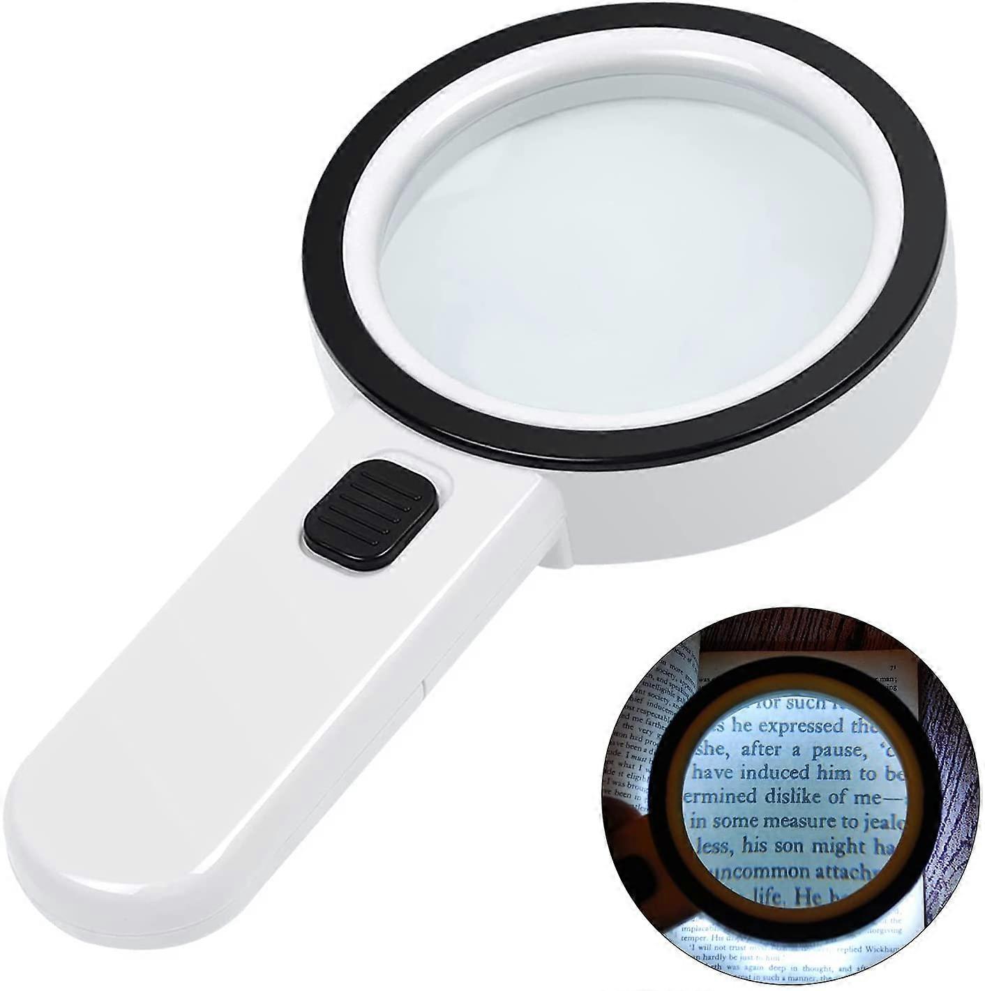 Magnifying Glass with Light, 30X Handheld Large Magnifying Glass 12 LED Illuminated Lighted Magnifier