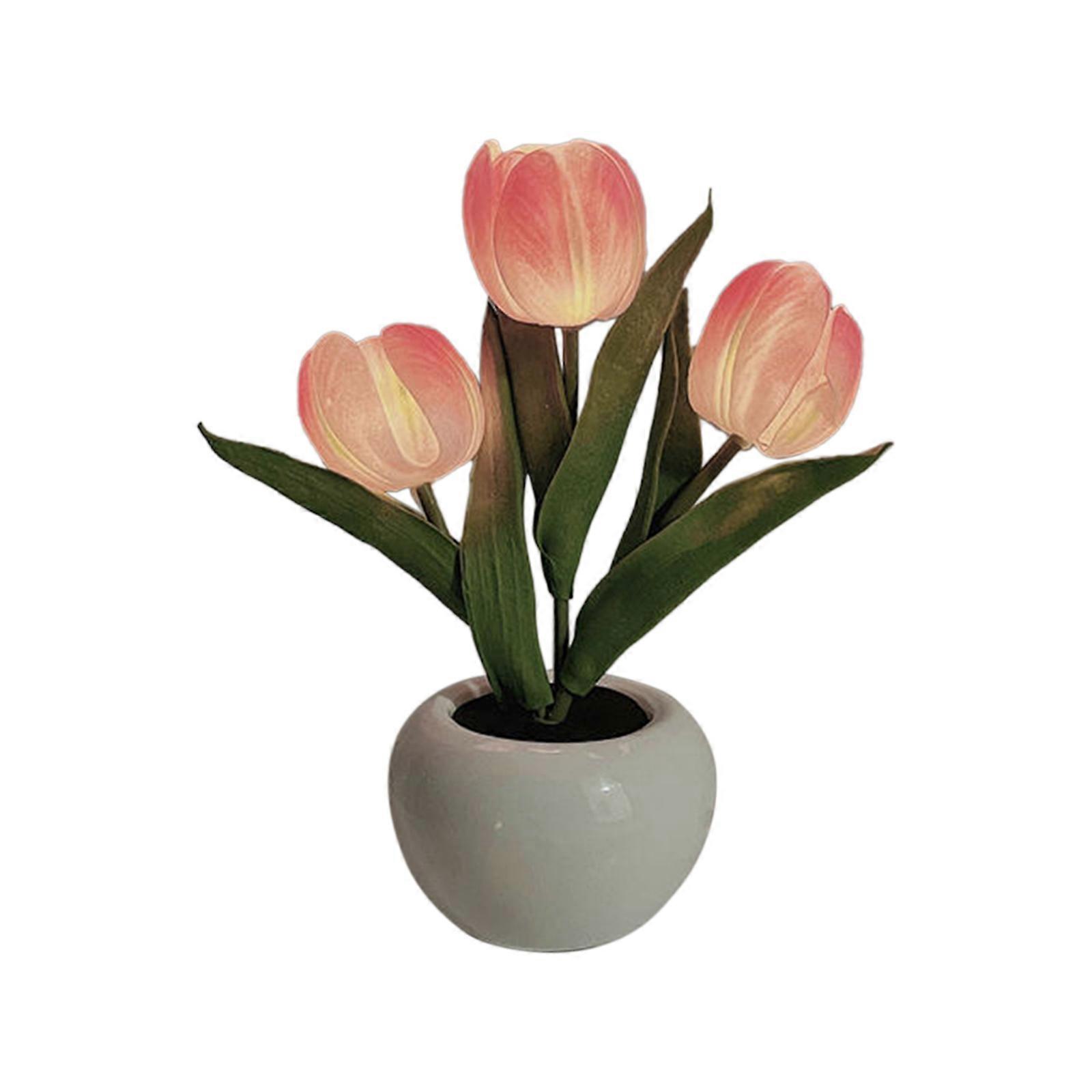 Künstliche Blume Topfpflanze LED Tulpe Nachtlicht Mädchen Tischlampe Simulation Blumenstrauß
