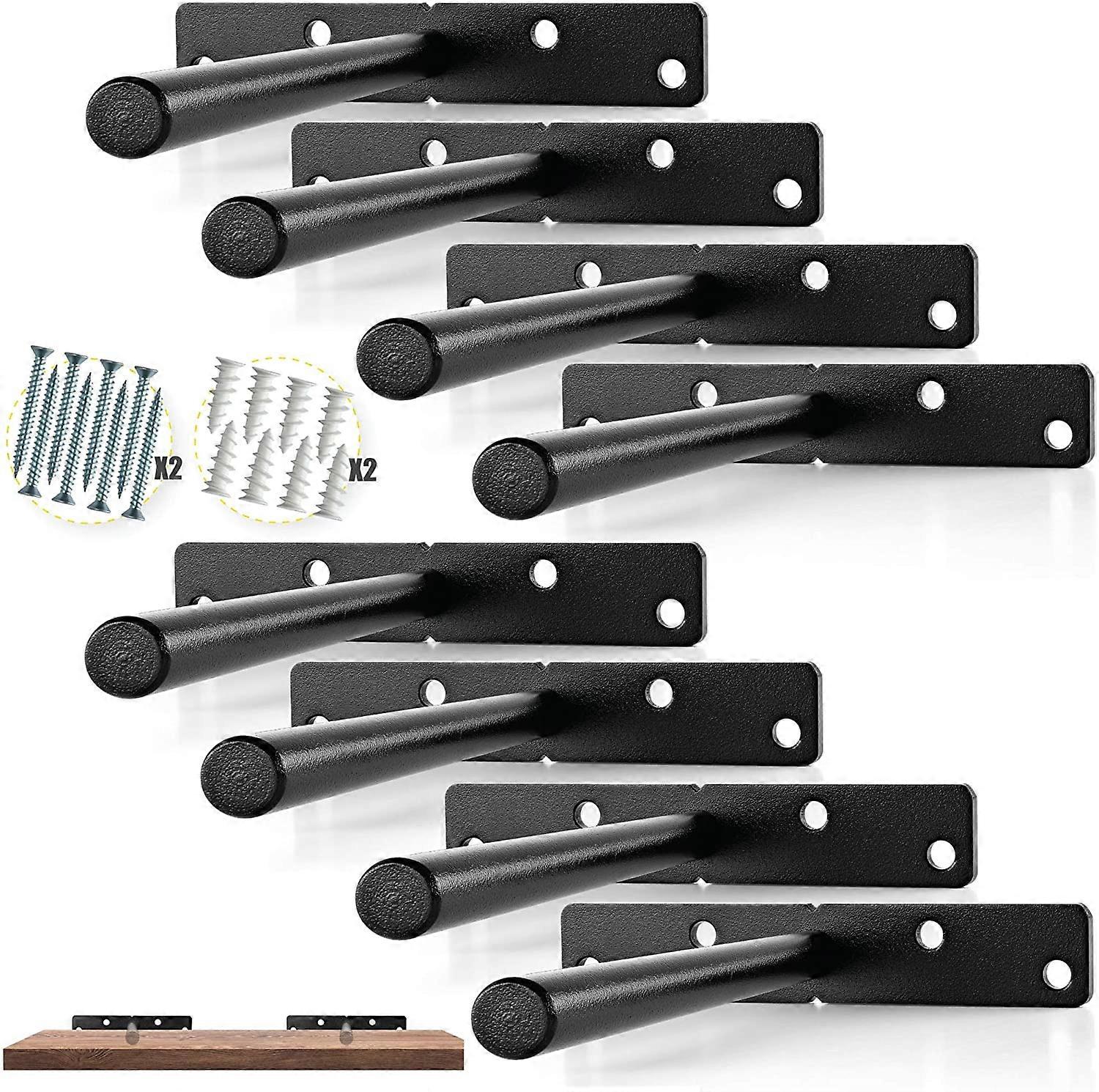 4pcsHeavy Duty Floating Shelf Bracket (4 pcs) - Solid Steel Blind Shelf Supports - Hidden Brackets for Floating Wood Shelves - Screws and Wall Plugs I