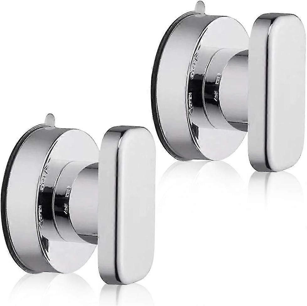 Set of 2 Suction Cups Door Handle Sucker Handle Drawer Cabinet Refrigerator Glass Door Portable Movable Handle with Strong Suction Cup Bathroom (Silve