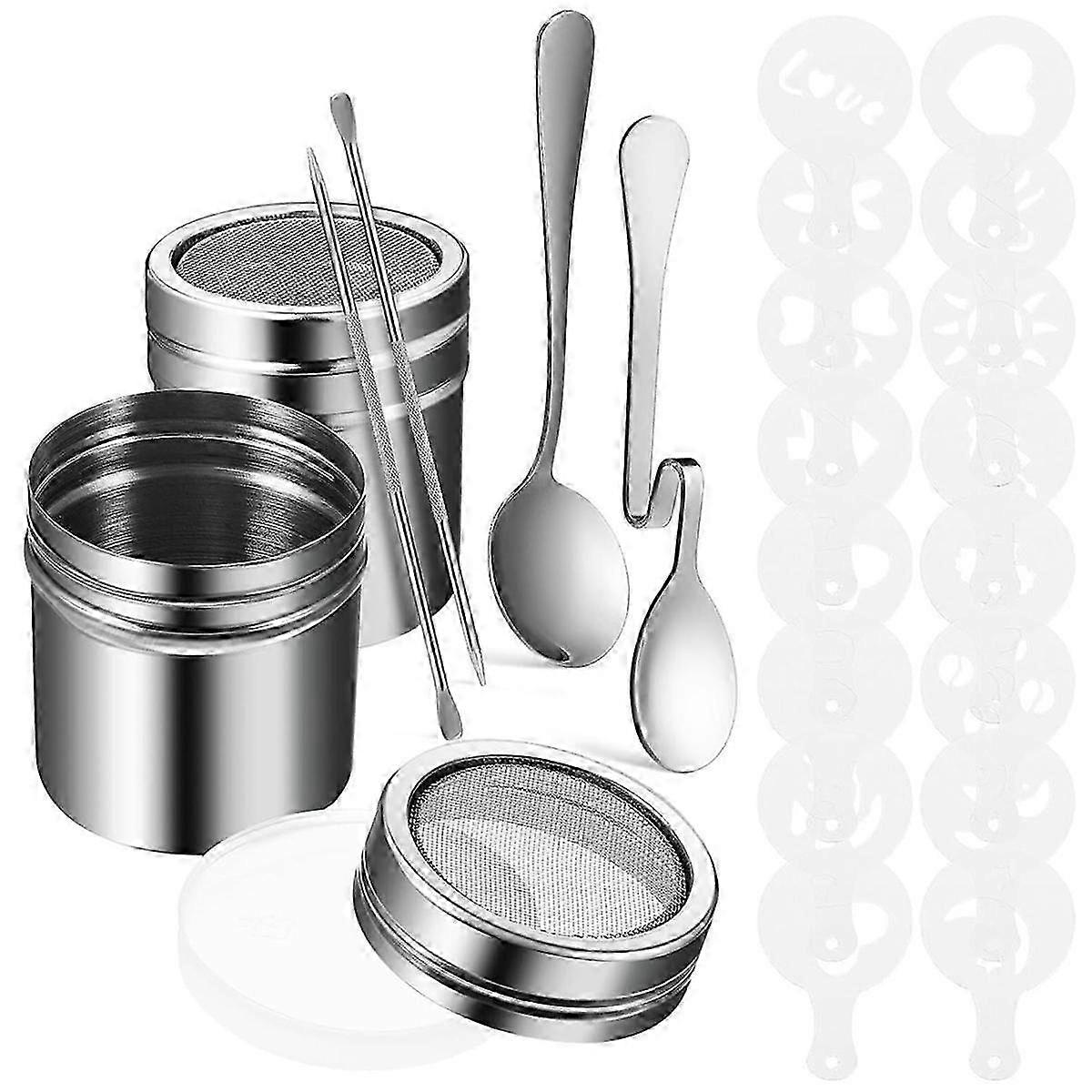 22PCS Reusable Coffee Decorating Stencils Coffee Carving Pen Portable Latte Art Pen Coffee Mold Tool Spoon Coffee Needle