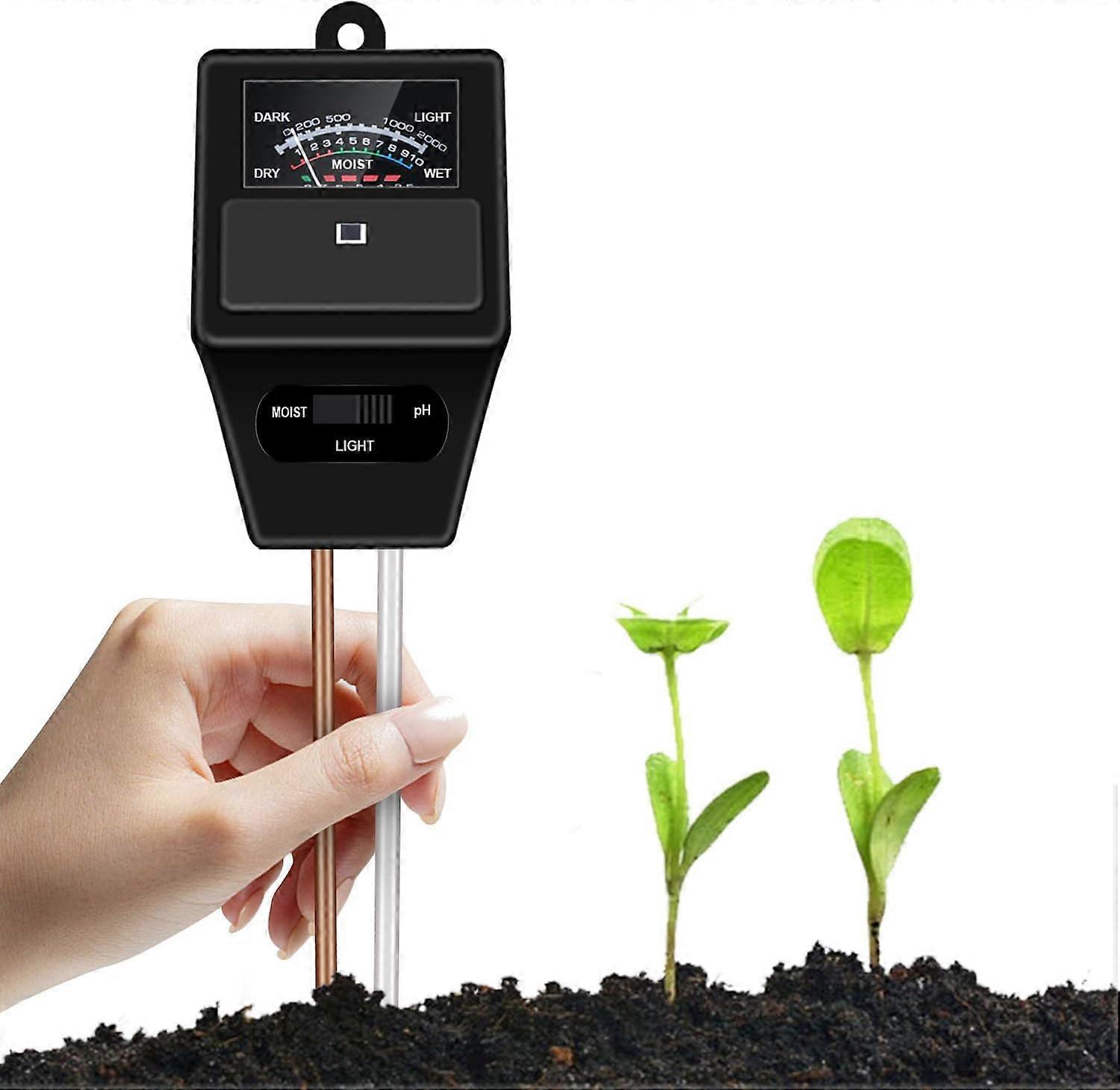 Testeur de Sol, 3 en 1 Soil Tester Kit avec Test de pH, Lumire &; d'Humidit, Humidimtre de Sol pour Plantes d'Intrieur d'Extrieur, Jardin, Ferme