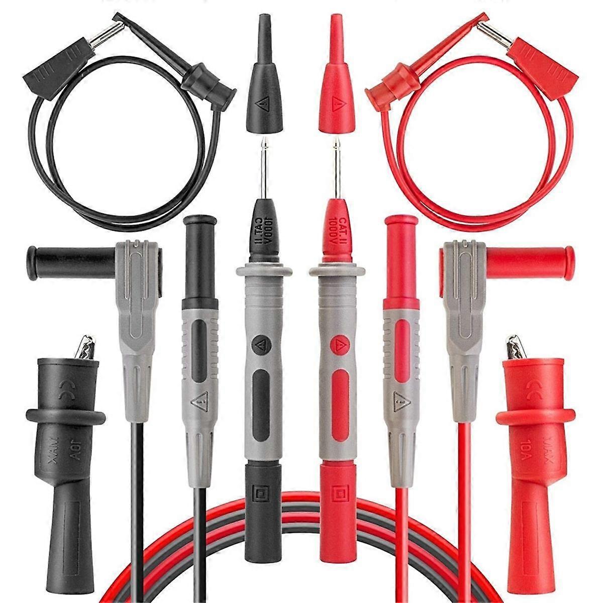 8Pcs Multimeter Test-Leads Set with Alligator Clips and AM33D 2000 Counts Multimeter