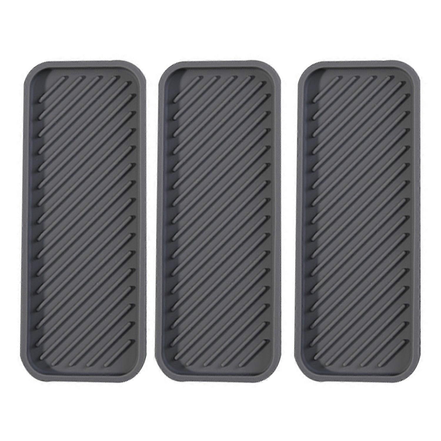 3Pcs Draining Mat Multifunctional Quick Drying Kitchen Sink Organizer Tray Silicone Sponge Soap