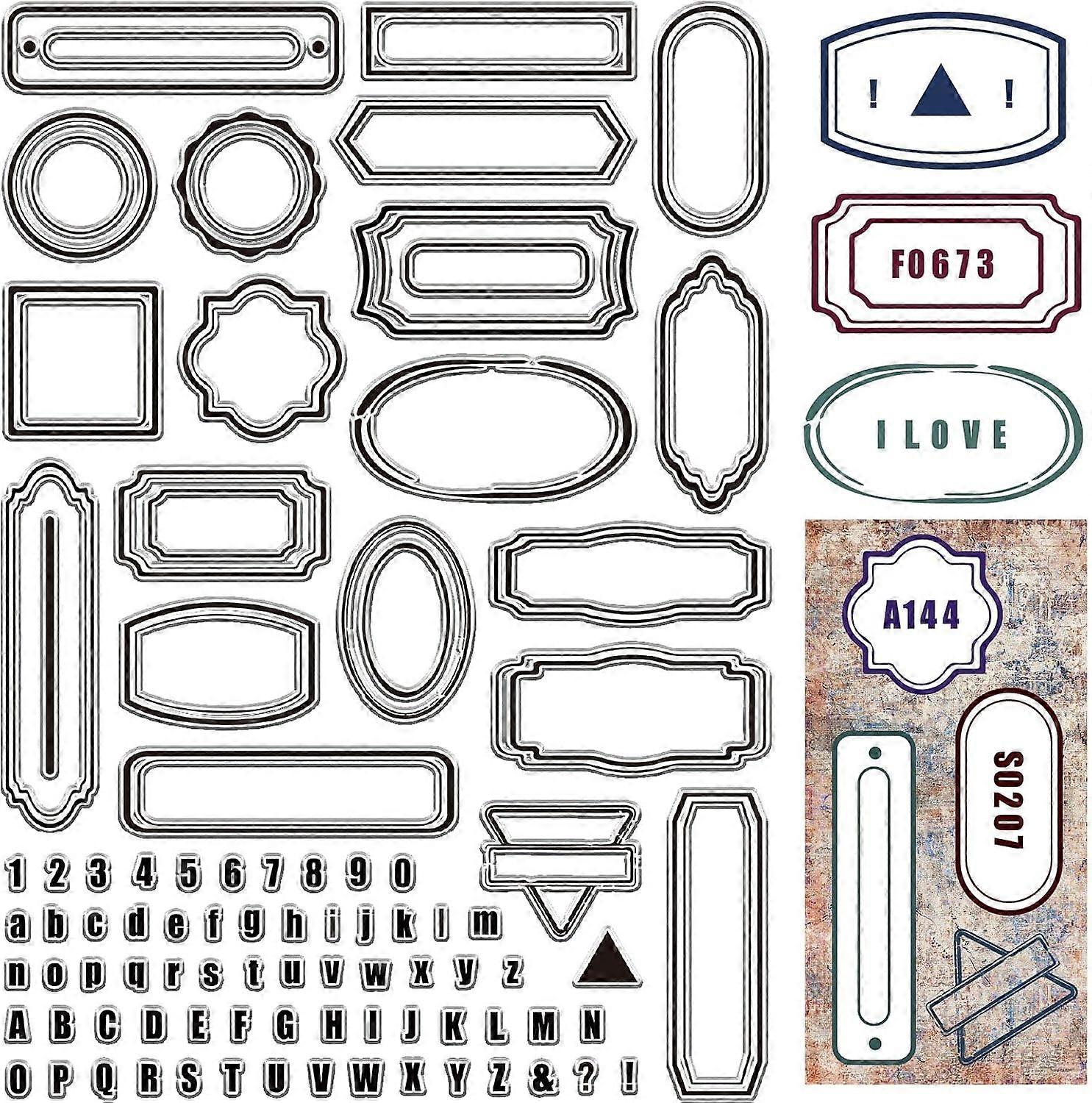 Label Frame Clear Rubber Stamp 11.7x8.3 inch Big Size Vintage Background Border Transparent Silicone Seal Stamp for Journaling Card Making DIY Scrapbo