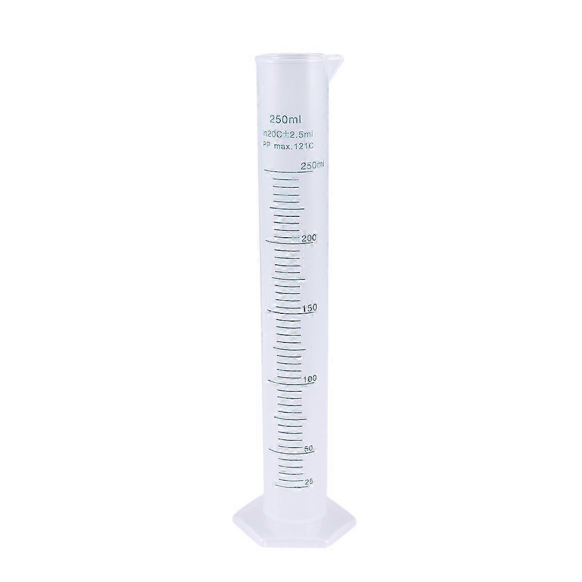 250ml Transparent Measuring Cylinder Plastic Graduated Cylinder Hexagonal Base (As Shown)