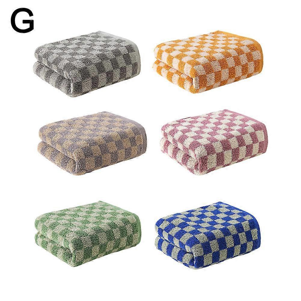 Checkered Pattern Long-Staple Cotton Towel Soft Skin-Friendly Face Towels