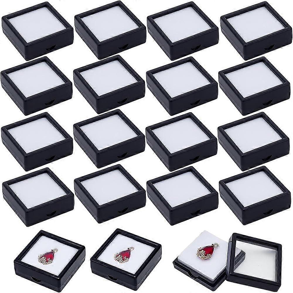 24PCS Black Gemstone Display Box Jewelry Box Container with Clear Top Lids 1.5x1.5x0.6 for Gems Jewelry Crystal Diamond Accessories Display