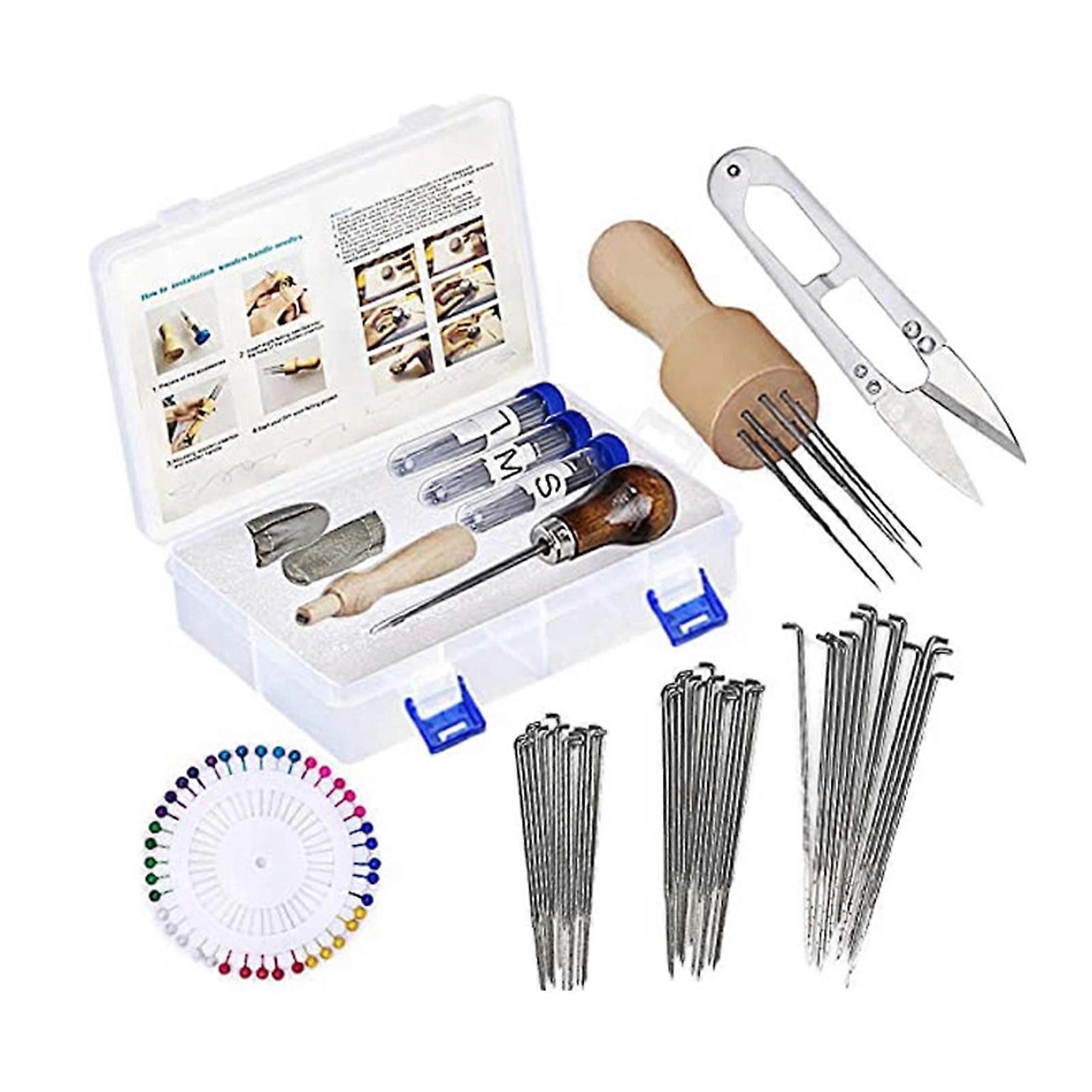 Needle Felting Tools Wool Felting Supplies Needle Felting Kit with 60Pcs Needles Felting Needles Foam Mat Wooden Handle New