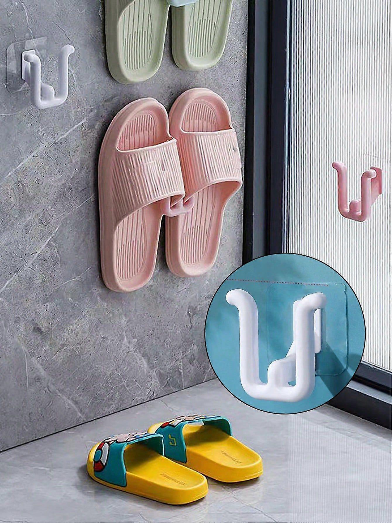 رف شبشب الحمام ، مثبت على الحائط وذاتي اللصق ، للاستخدام الداخلي