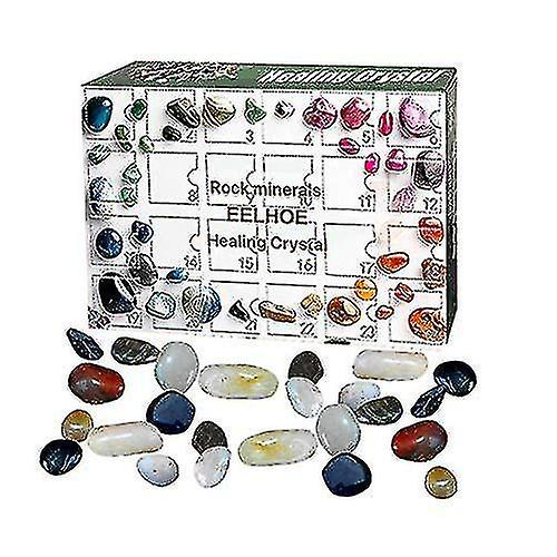 24 Piece Aura Healing Crystal Stone Healing Crystal Gem Set, Christmas Countdown Calendar, Ideal Christmas Gift