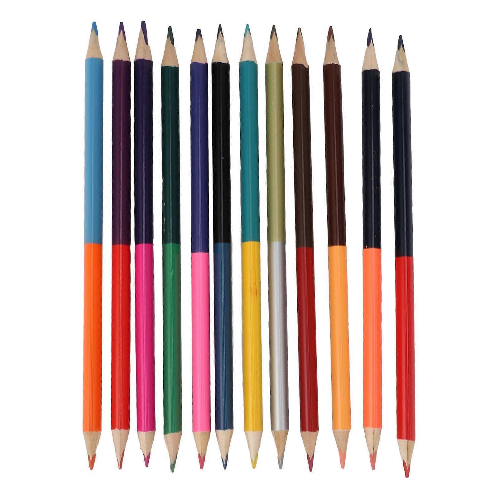 Colorful Creativity: 12pcs Double Sided Erasable Pencils - 24 Colors for Drawing & Homework
