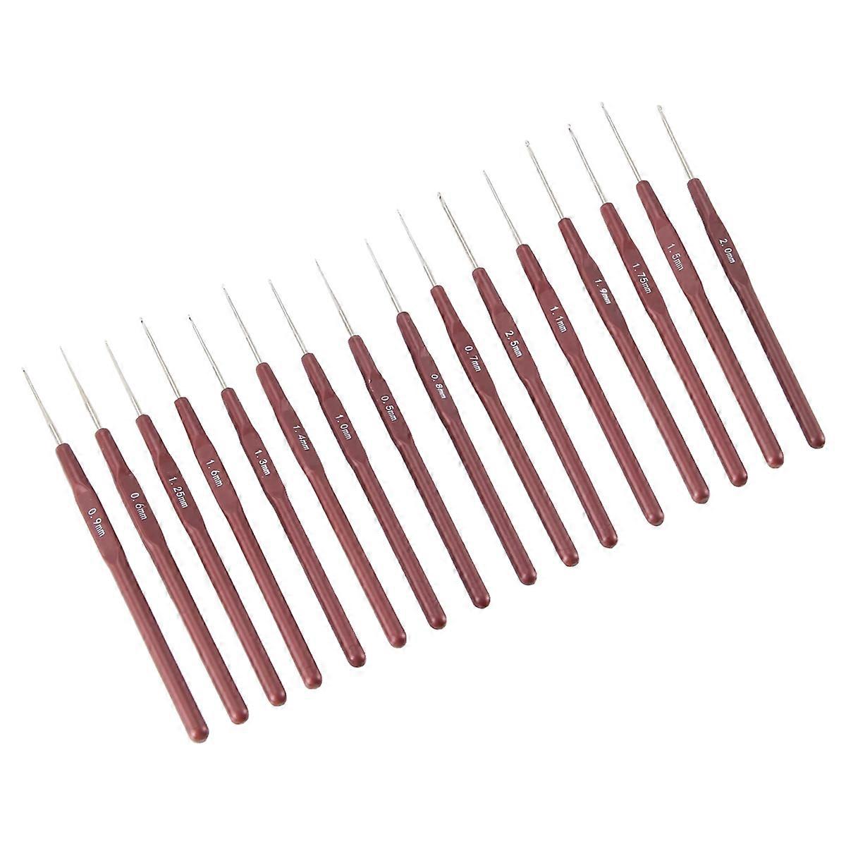 16pcs ABS Handle Crochet Hooks Handle Knitting Needles Set Crochetings and Knuckles 0.5mm-2.5mm 16