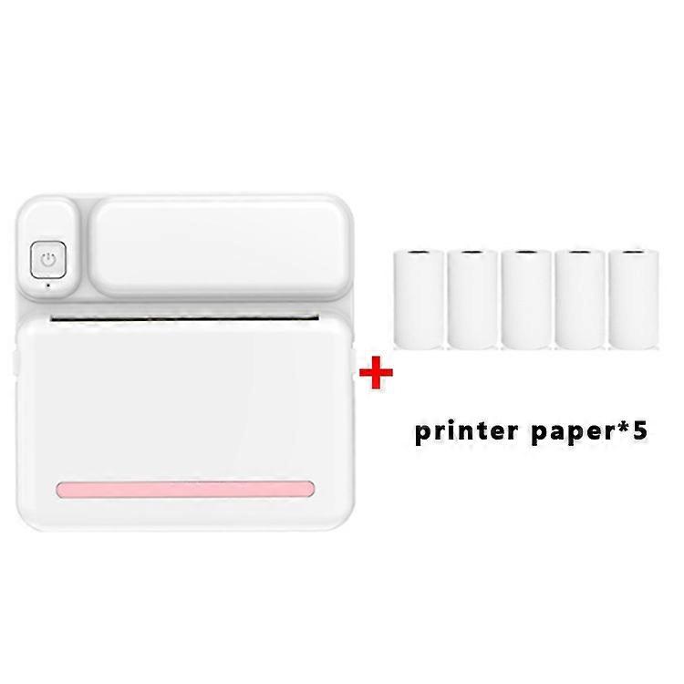 C19 200DPI Student Homework Printer Bluetooth Inkless Pocket Printer Pink Printer Paper x 5