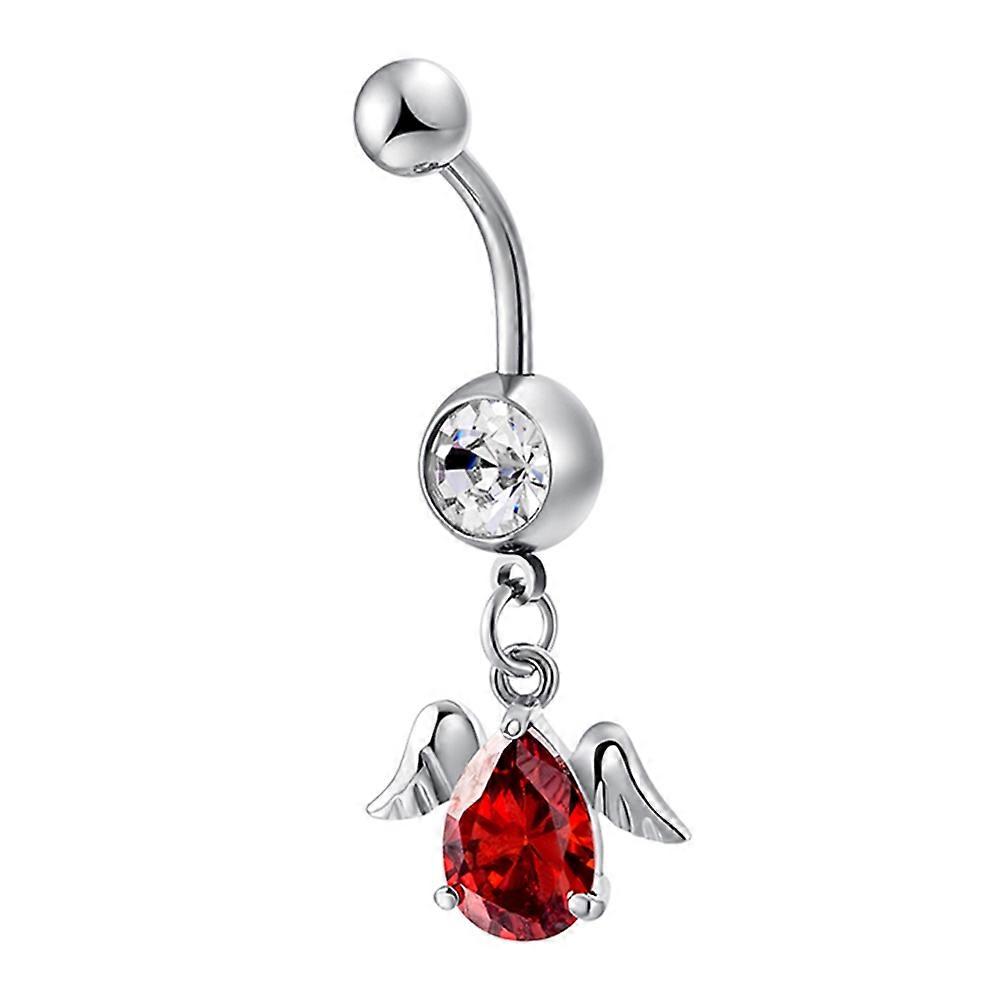Fashionable Belly Button Ring Shining Zircon Body Piercing Accessory(red)