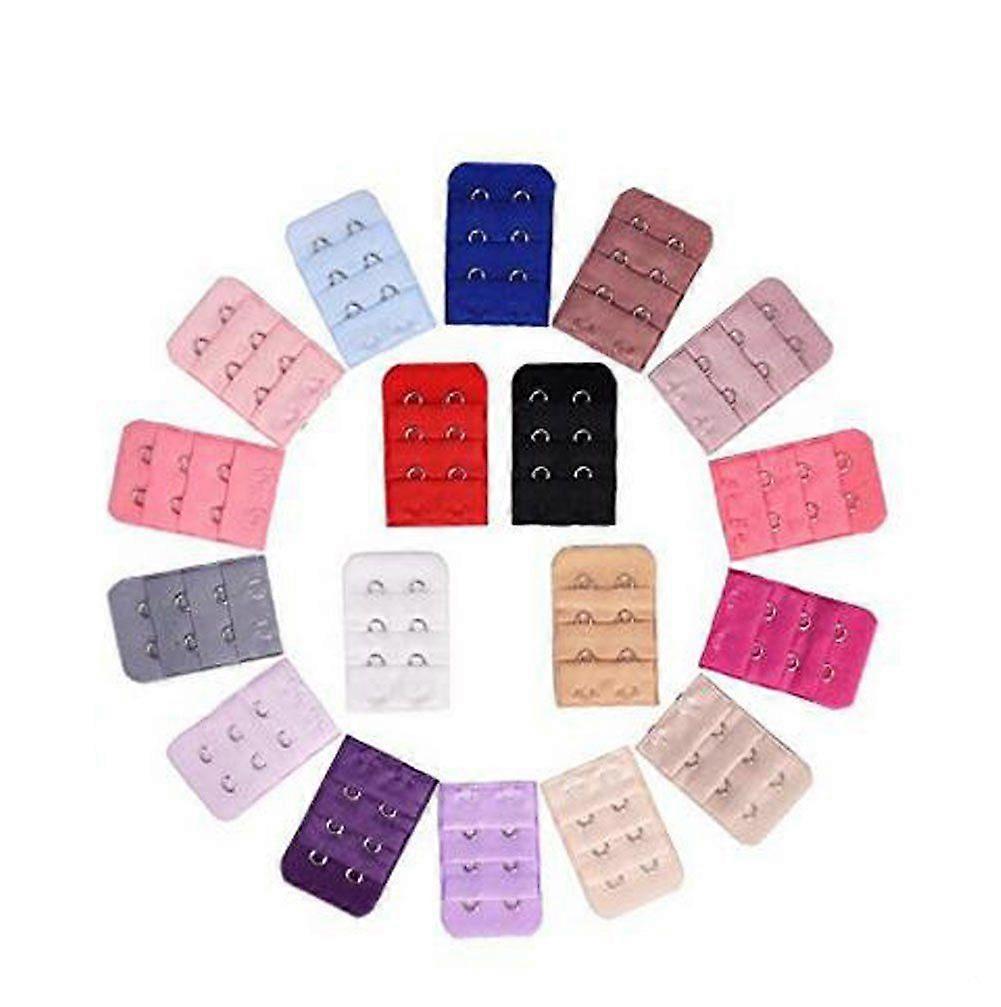 20Pcs Random Color Assorted Colors Women 3 Row 2 Hook Adjust Bra Strap Extenders Bra Extension Straps Spacing Bra Underwear Strap Hook Hanger Clasp