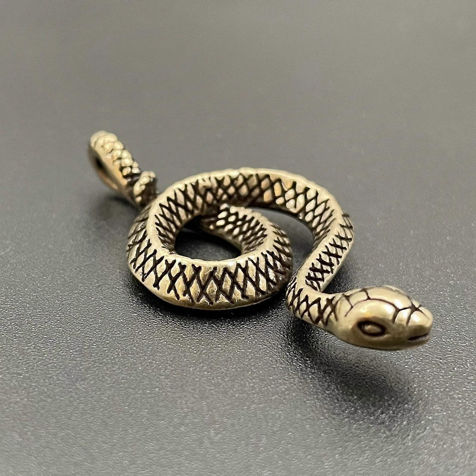 Copper Snake Vintage Handmade Brass Cobra Key Foddle Pure Zodiac Disc Belt Hanging Car Key Foot Pendant