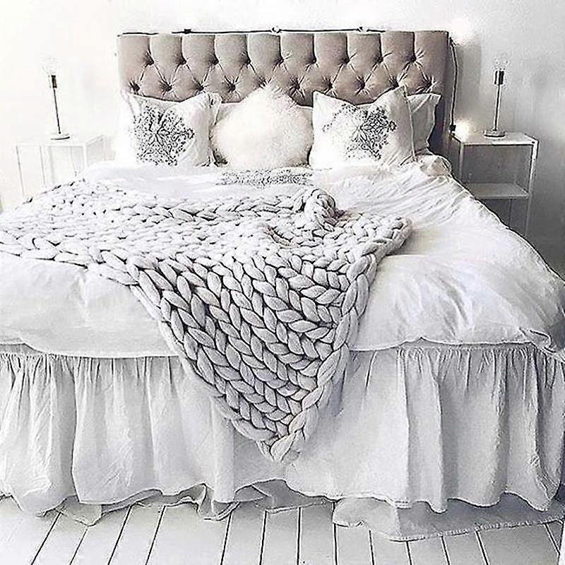 Chunky Hand-woven Knit Blanket Merino Wool Woolen Yurn Blanket Extrem Knitting Chunky Blanket