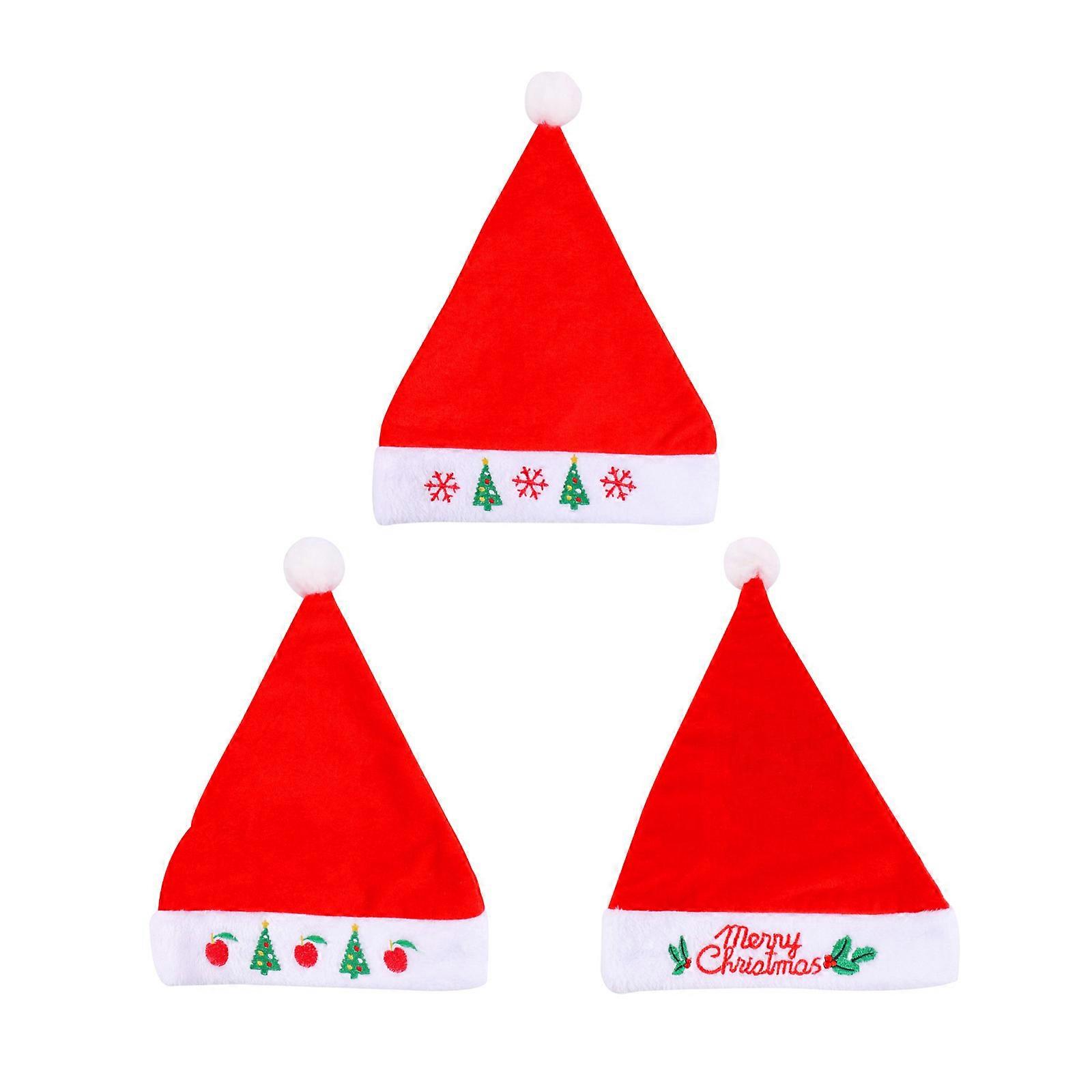 暖かいクリスマスサンタハット厚くするヘッドギア白い毛皮刺繍つばクリスマスパーティー用コスプレアクセサリー