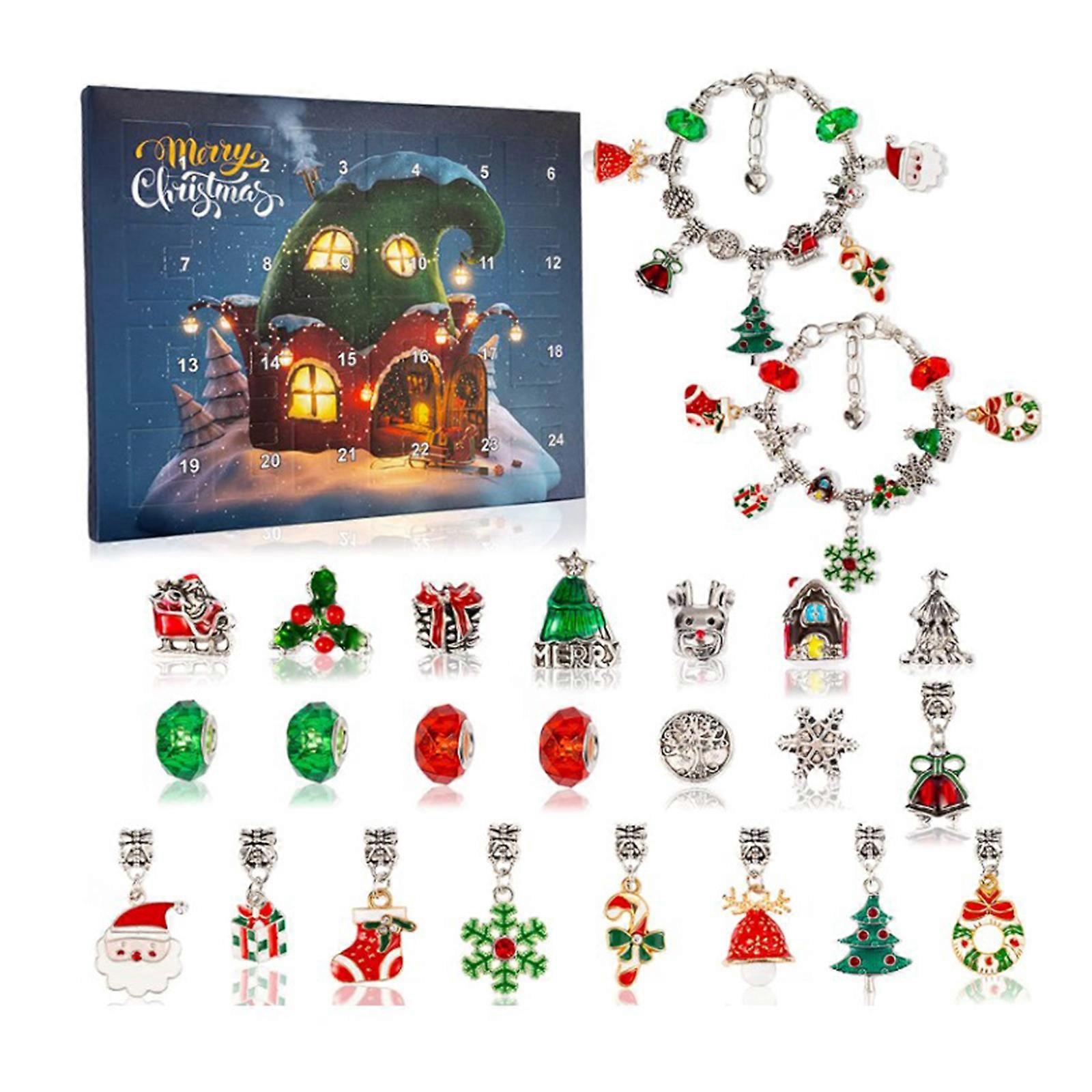 クリスマスジュエリーアドベントカレンダーブレスレットDIYジュエリーブラインドボックスクリスマスカウントダウンカレンダー2022年興奮する