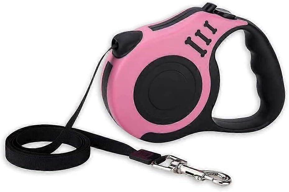 Retractable Dog Leash for Medium and Large Dogs - 3m Pink Leash with Non-Slip Handle, Brake, and Locking Buttons