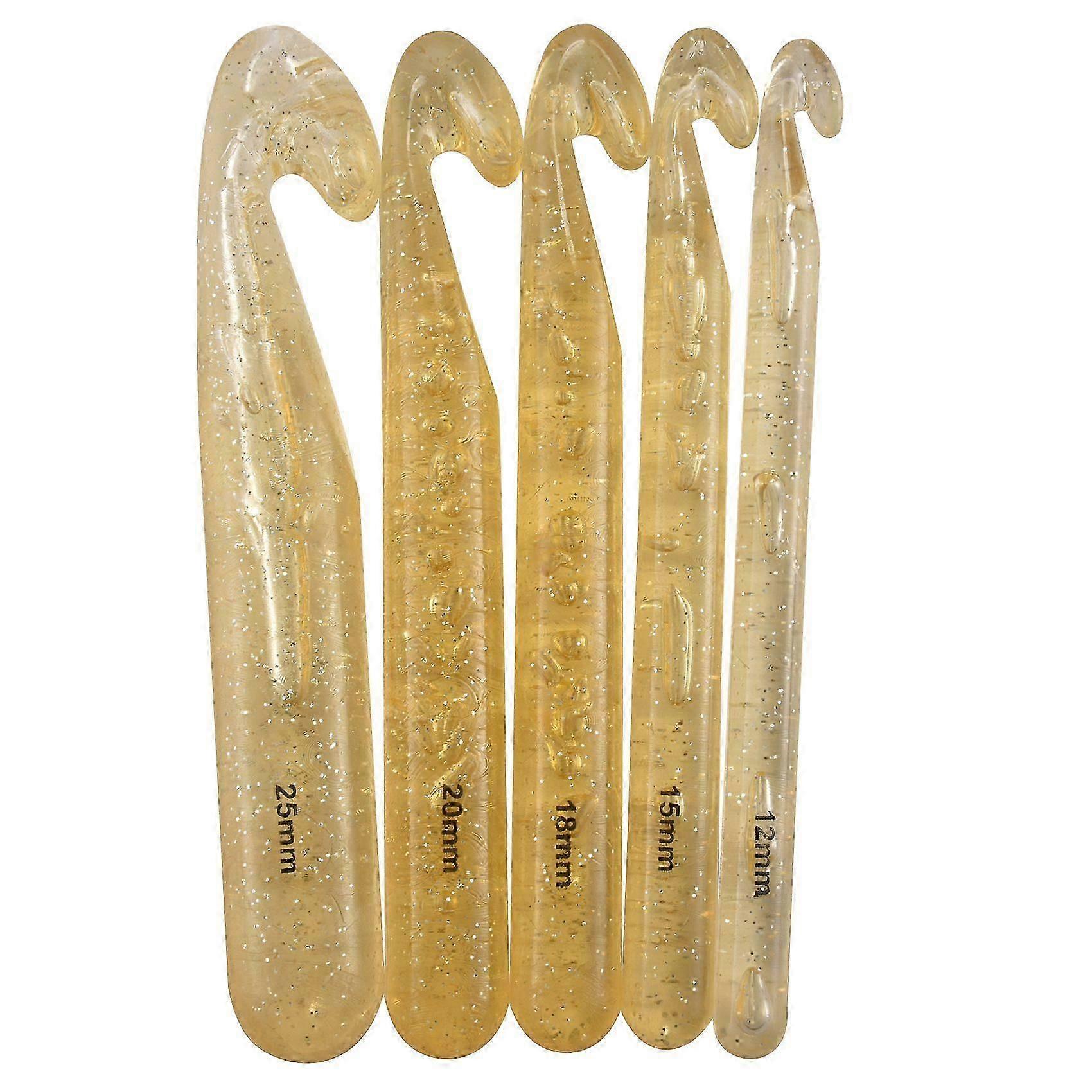 5 قطع 12 مم / 15 مم / 18 مم / 20 مم / 25 مم مجموعة خطافات الكروشيه الضخمة مجموعة إبر الحياكة البلاستيكية كيت DIY غزل الخياطة الحرفية أداة الحياكة