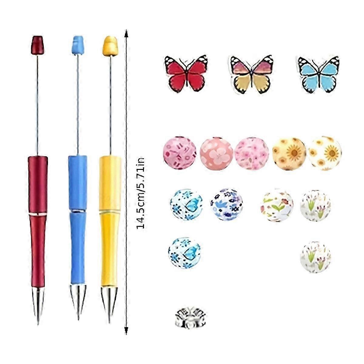 أقلام قابلة للخرز بكميات كبيرة مع خرز سيليكون ملون لمجموعة صنع أقلام DIY للنساء والأطفال والطلاب والمكتب والمدرسة