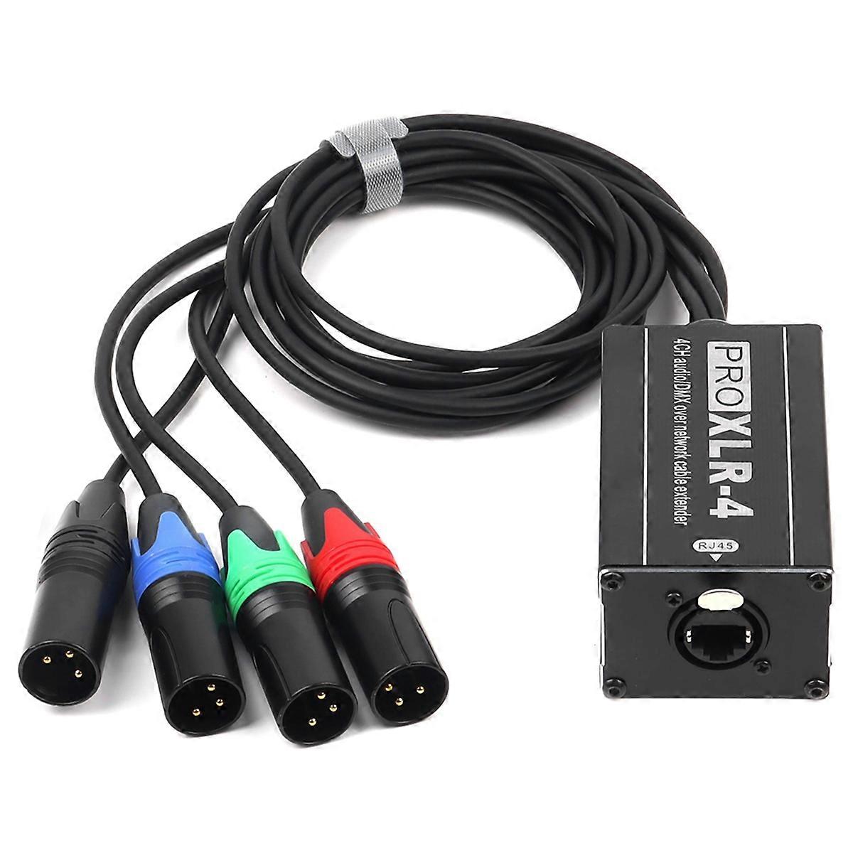 RJ45 to 4 Channel XLR Audio 3 Pin Splitter for Snake Cable Network Extension for Stage or Studio Re