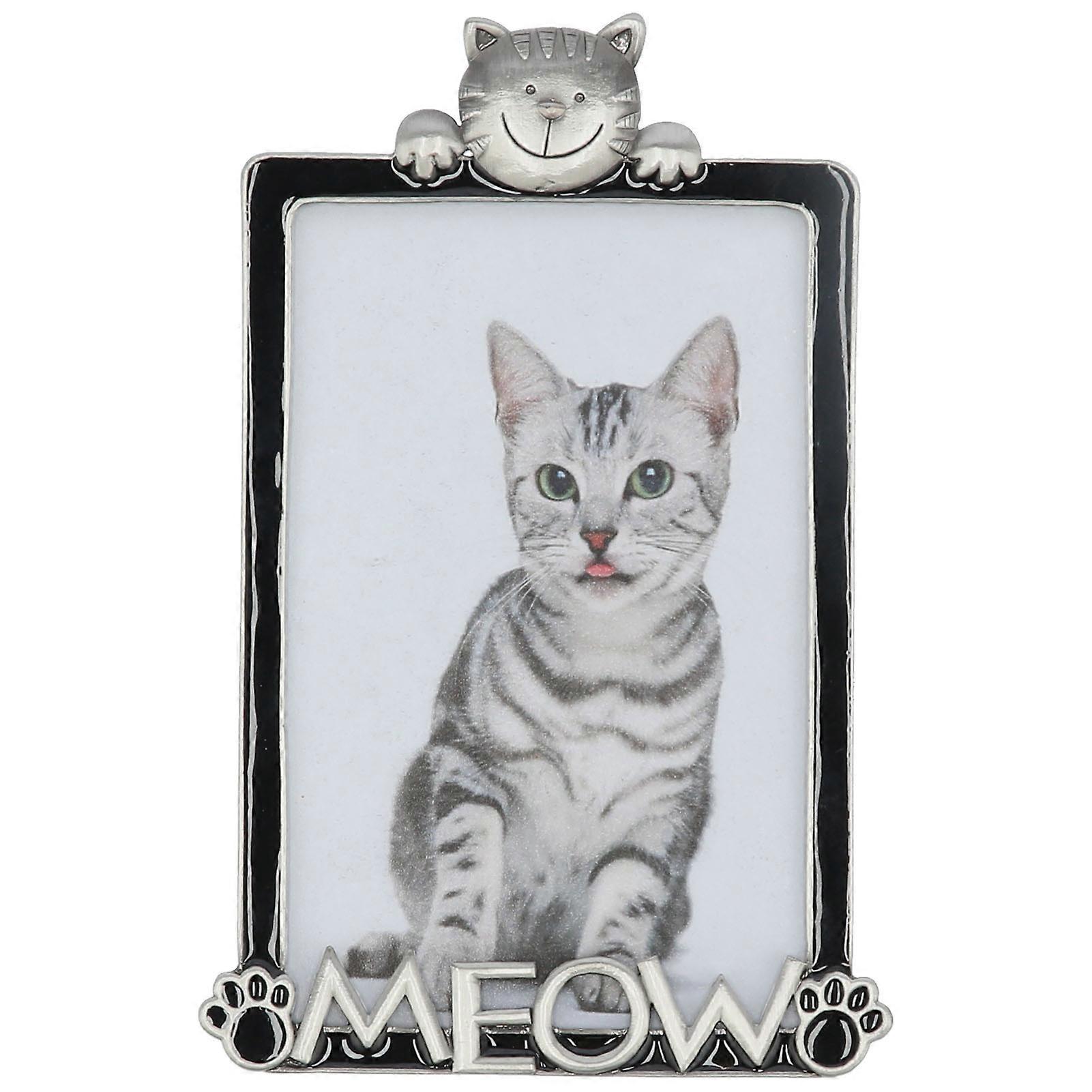 Mental Alloy Photo Frame Antique Cat Pattern Cartoon Pet Photo Frame for 4x6inch Vertical Picture Frame
