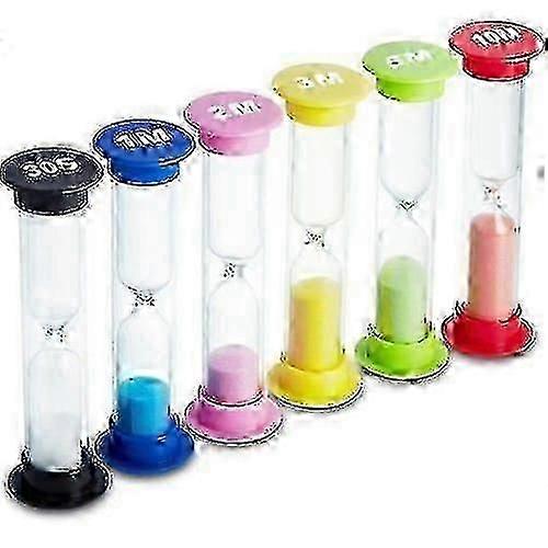 Hourglass 6 Colors Hourglass Hourglass Hourglass Timer 30sec / 1min / 2mins / 3mins / 5mins / 10mins (pack Of 6)