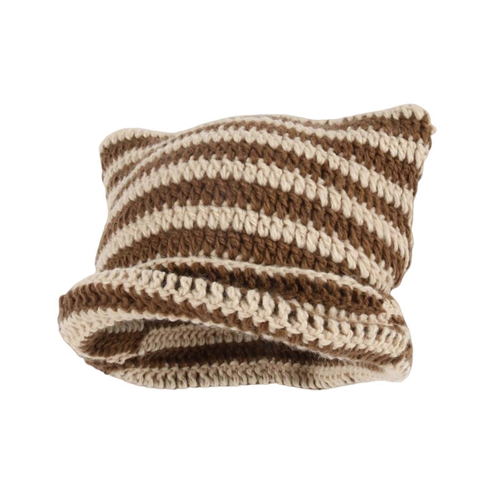 Winter Crochet Hat Knitting Cap Clothing Comfortable Headwear Striped Beanie for
