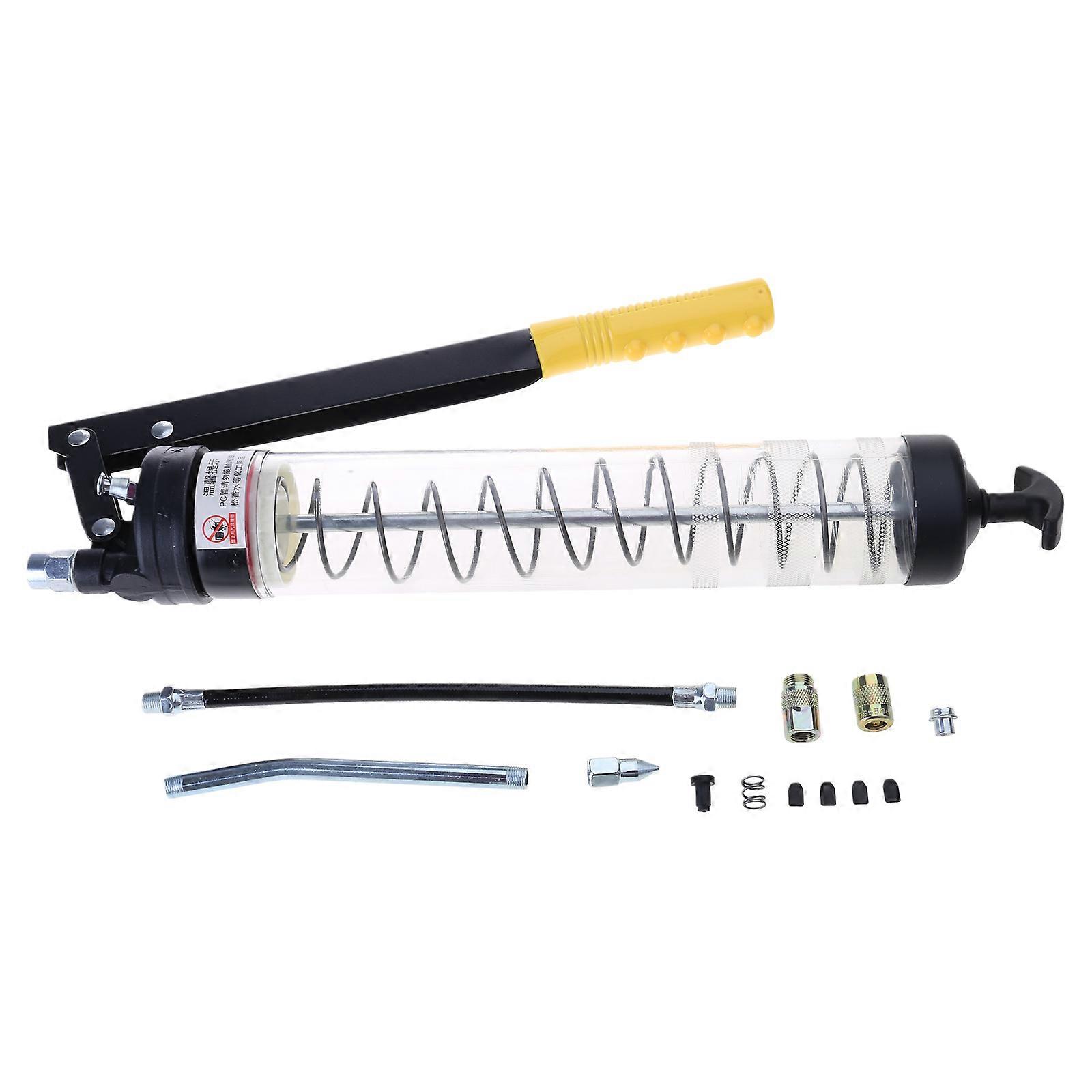 透明防爆 600cc 手动润滑脂枪,带手柄软管重型 10000PSI 润滑脂枪工具