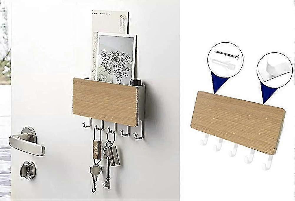 Wall Mounted Key Hook, Letter and Key Holder, Organizer, Wall Mounted, with 5 Key Hooks