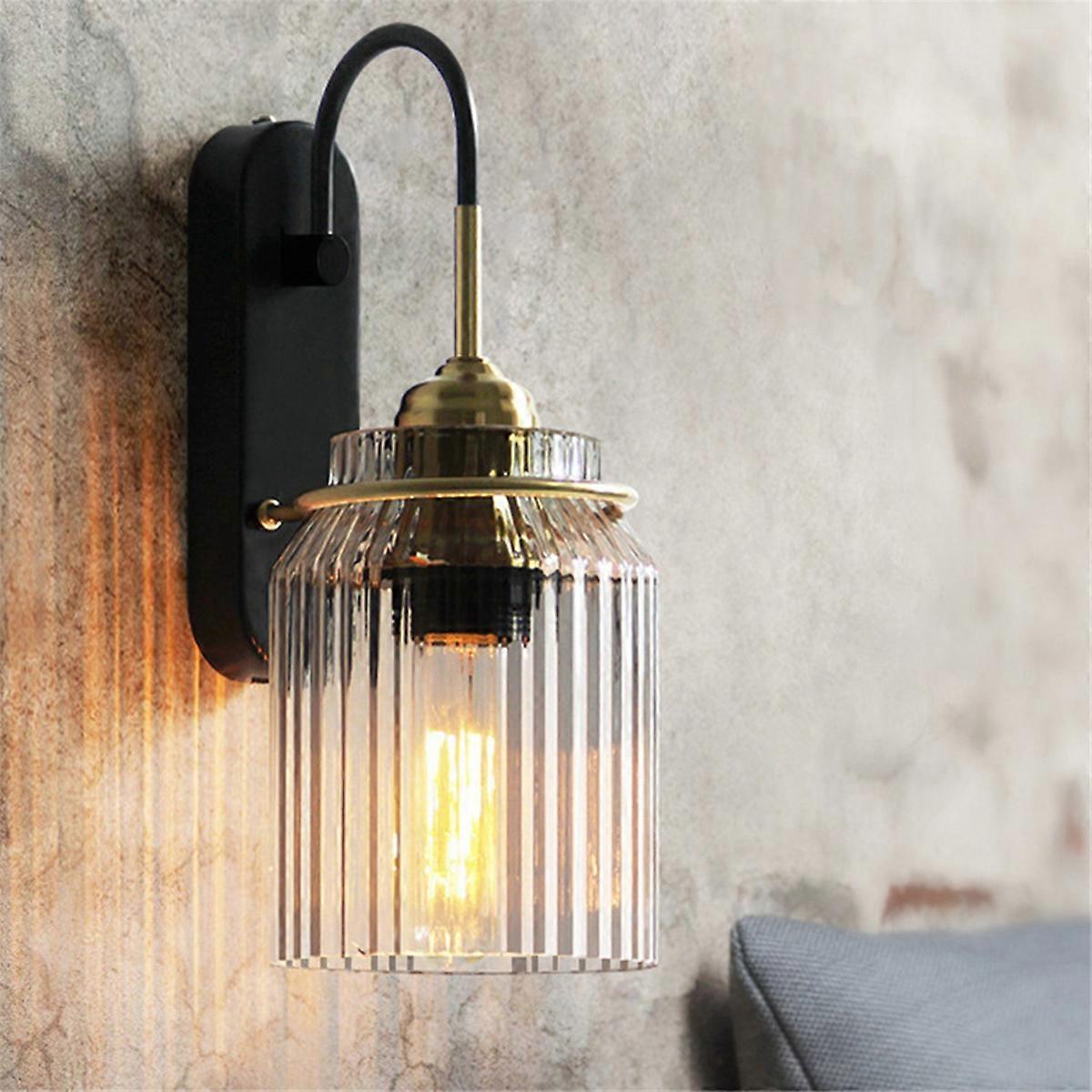 Nordic American Wall Sconce 85-165v Waterproof Clear Waves Glass