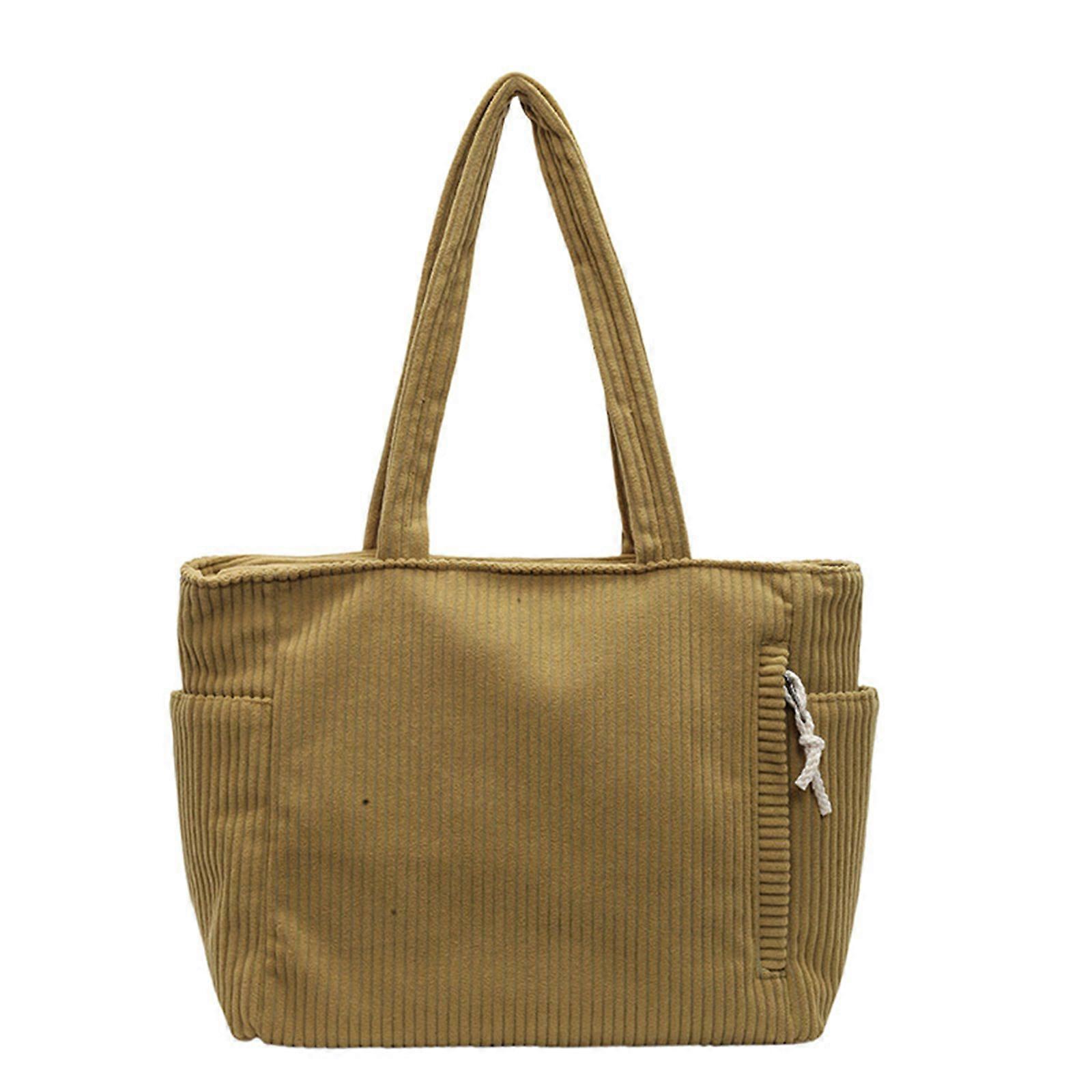 Borsa ascellare di grande capacità per le donne Borsa da pendolarismo in tinta unita Borsa a tracolla semplice Borsa a tracolla in velluto a coste Borsa ascellare Borsa da scuola gialla