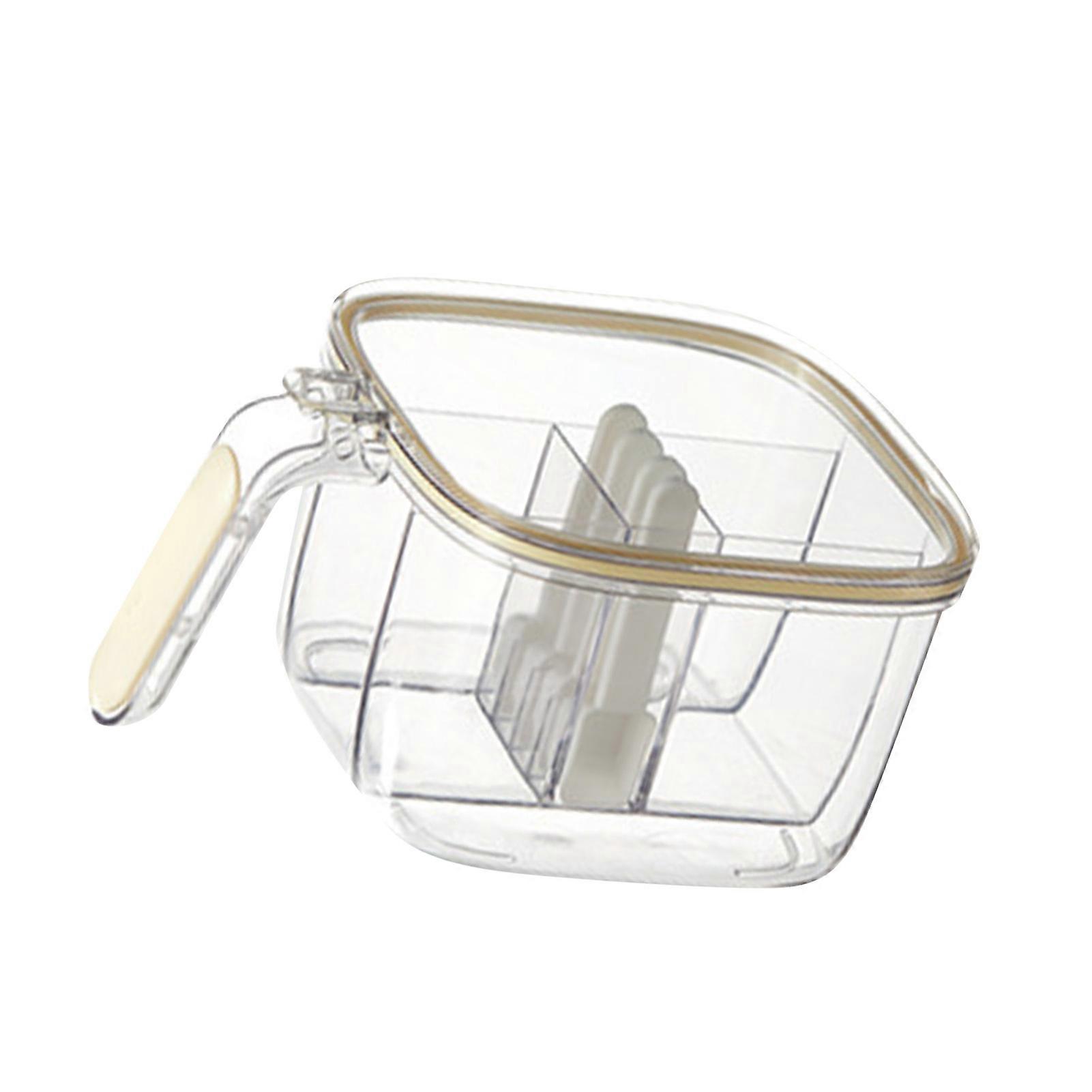 4 in 1 Seasoning Box with Lid & Spoons, 18.7x13.75x9.15cm Cream Yellow