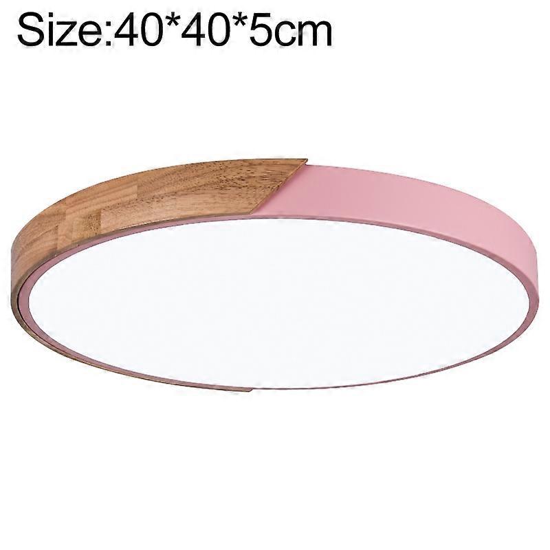 Wood Macaron LED Round Ceiling Lamp, 3-Colors Light, Size:40cm