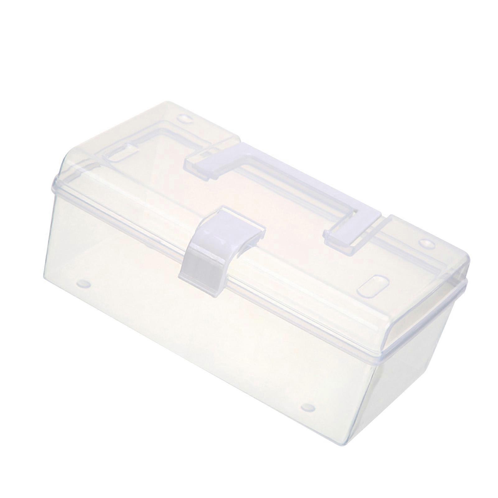 Transparent Storage Box Large Capacity Handheld Desktop Organizer Portable Multifunctional Storage Container with Handle for Home L: 23x11.5x9.5cm/9.
