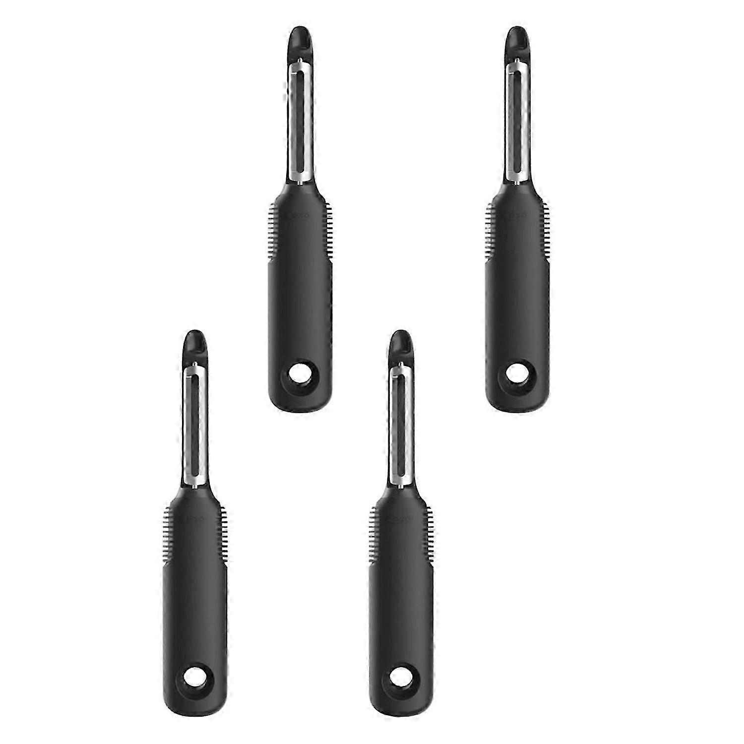 Stainless Steel Non-Slip Kitchen Nonstick Fruit and Vegetable Swivel Peeler Accessory, Black (4 Pac