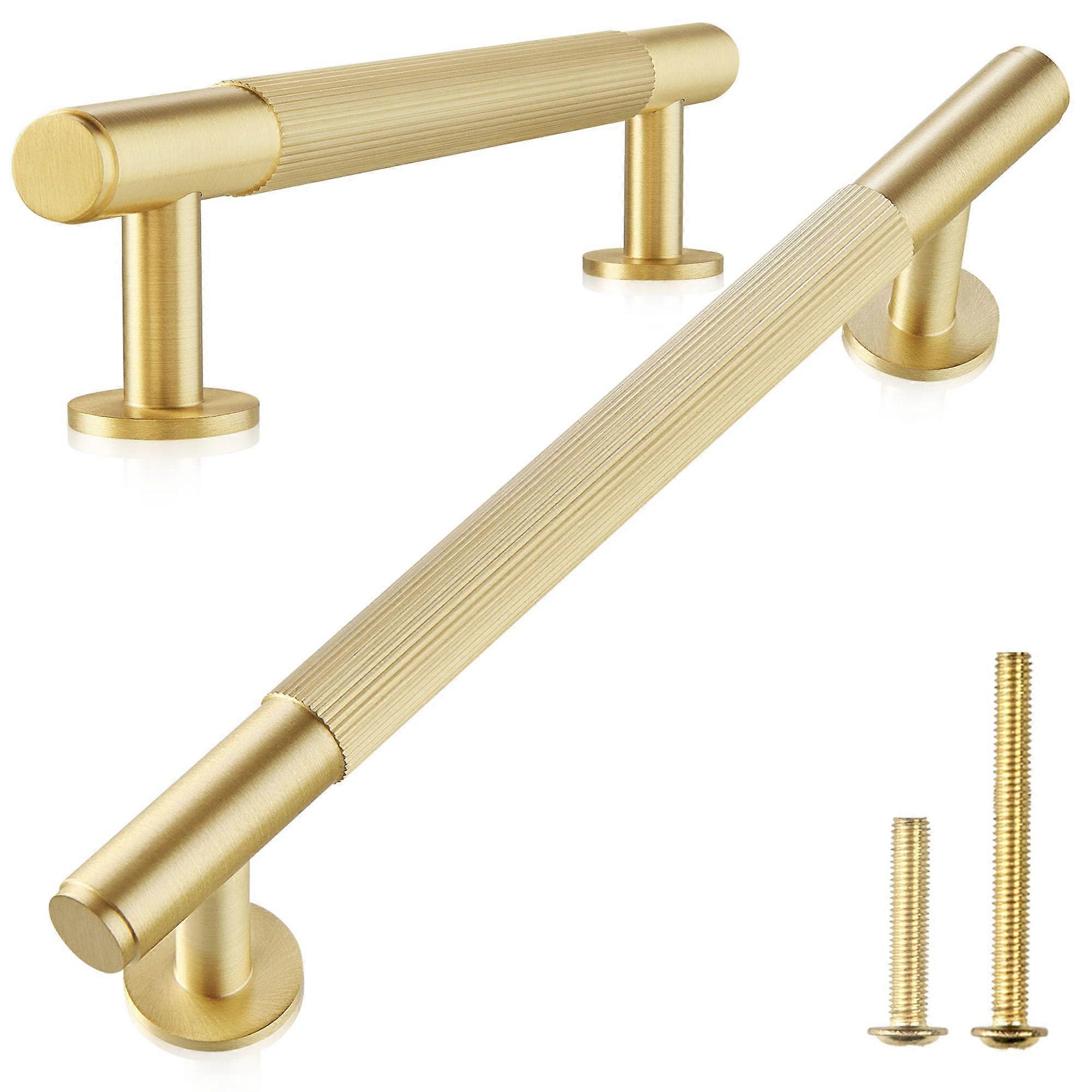 2 Pack Solid Brass Cabinet Pulls for Kitchen Drawer Dresser Cabinet 4.4 Inch Total Length